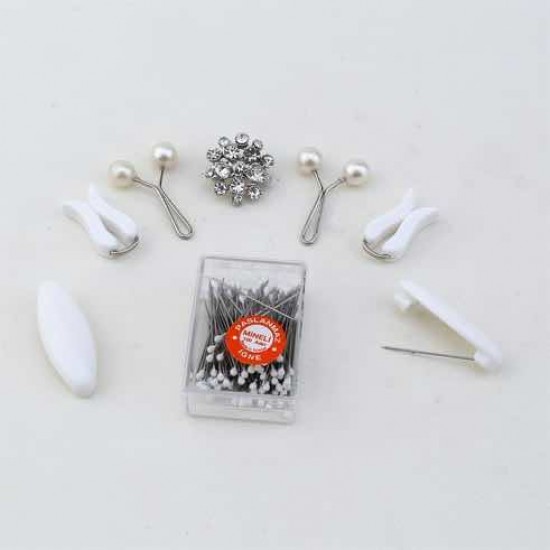 Scarf and Shawl Jewelry Set White