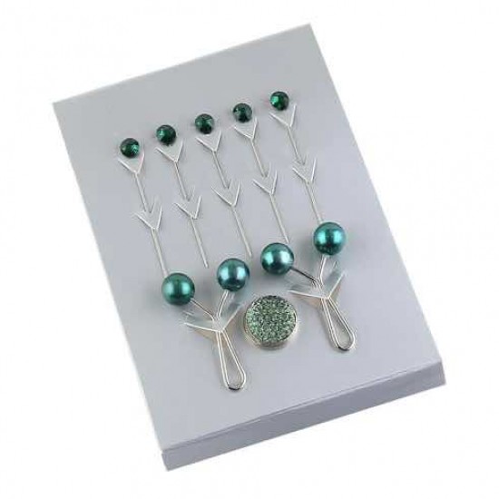 Scarf and Shawl Jewelry Set Green 8 Pieces Scarf and Shawl Jewelry Set Green 8 Pieces