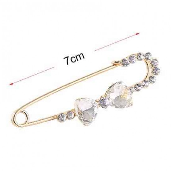 Crystal Stone Bow and Safety Fork Pin Crystal Stone Bow and Safety Fork Pin