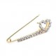 Crystal Stone Heart Safety Fork Pin Brooch Crystal Stone Heart Safety Fork Pin Brooch