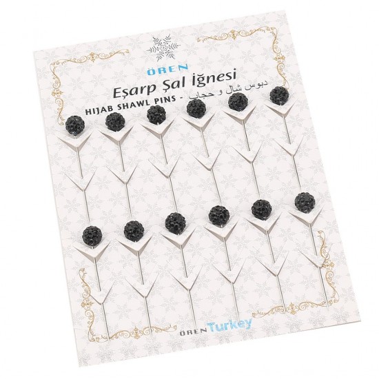 Crystal Stone Black Scarf Needle 12 Pieces Crystal Stone Black Scarf Needle 12 Pieces