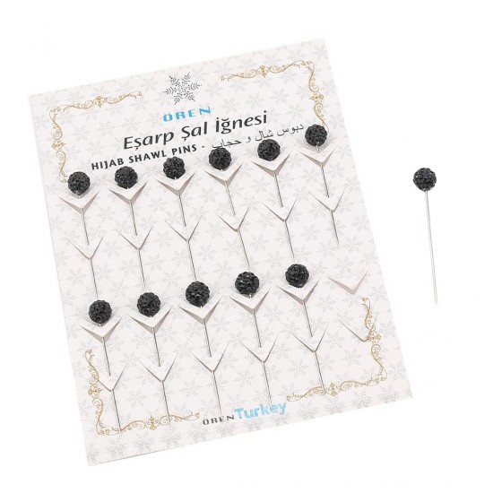 Crystal Stone Black Scarf Needle 12 Pieces Crystal Stone Black Scarf Needle 12 Pieces