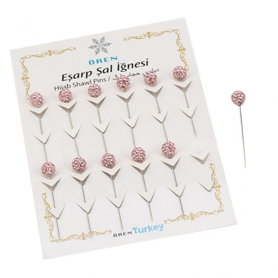 Crystal Stone Pink Scarf Needle 12 Pcs Crystal Stone Pink Scarf Needle 12 Pcs