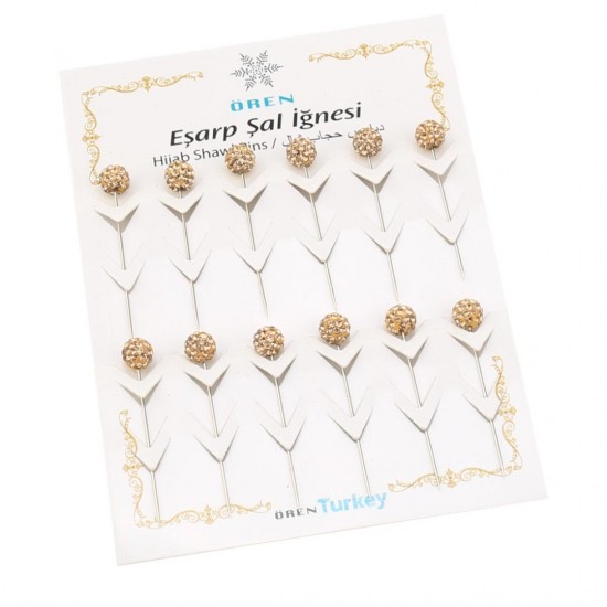 Crystal Stone Yellow Scarf Needle 12 Pcs Crystal Stone Yellow Scarf Needle 12 Pcs