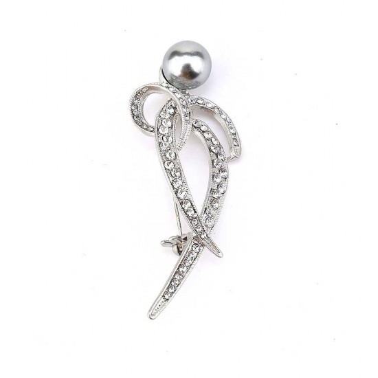 Stone And Pearl Silver Color Brooch Stone And Pearl Silver Color Brooch