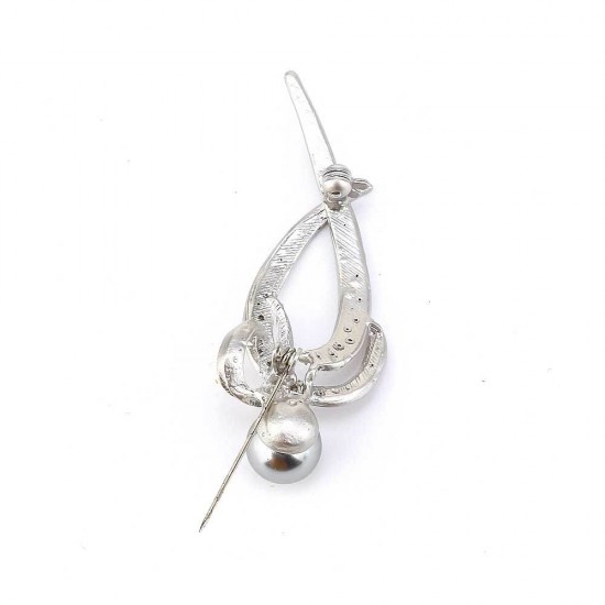 Stone And Pearl Silver Color Brooch Stone And Pearl Silver Color Brooch