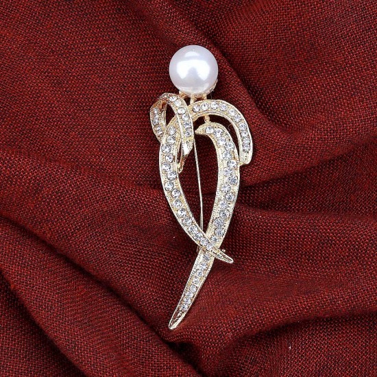Stone And Pearl Gold Color Brooch Stone And Pearl Gold Color Brooch
