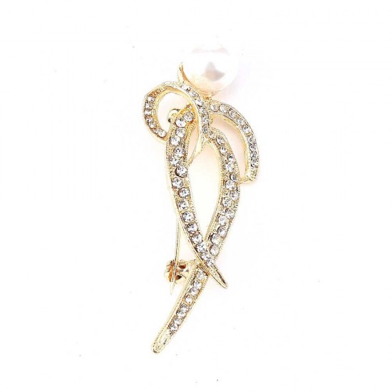 Stone And Pearl Gold Color Brooch Stone And Pearl Gold Color Brooch