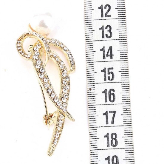 Stone And Pearl Gold Color Brooch Stone And Pearl Gold Color Brooch
