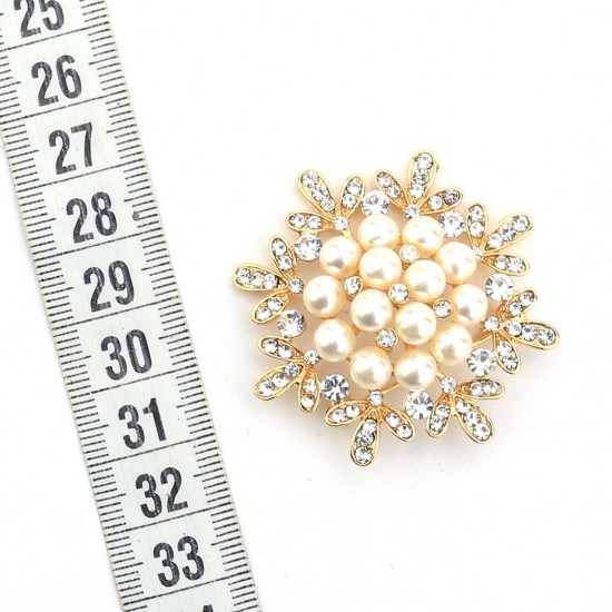 Golden Color Pearl Flower Brooch Golden Color Pearl Flower Brooch