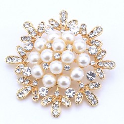 Golden Color Pearl Flower Brooch Golden Color Pearl Flower Brooch