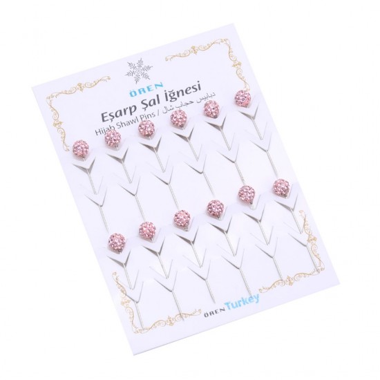 Crystal Stone Pink Scarf Needle 144 Pieces Wholesale