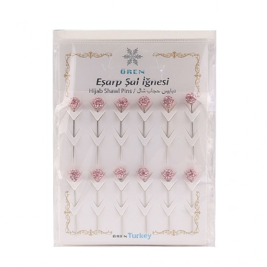Crystal Stone Pink Scarf Needle 144 Pieces Wholesale