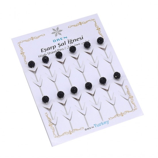 Crystal Stone Black Scarf Needle 144 Pieces Wholesale