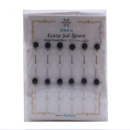 Crystal Stone Black Scarf Needle 144 Pieces Wholesale