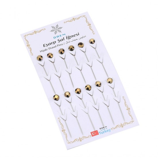 Bright Yellow Crystal Stone Scarf Needle 12 Pcs Bright Yellow Crystal Stone Scarf Needle 12 Pcs
