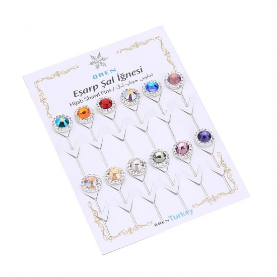 Mixed Colorful Crystal Stone Scarf Needle 12pcs Mixed Colorful Crystal Stone Scarf Needle 12pcs