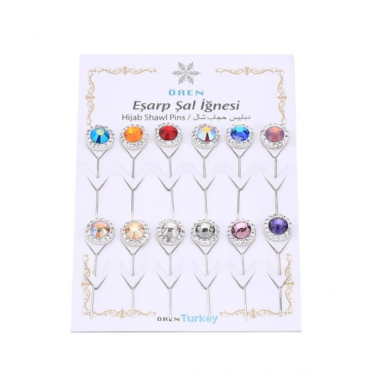 Mixed Colorful Crystal Stone Scarf Needle 12pcs Mixed Colorful Crystal Stone Scarf Needle 12pcs