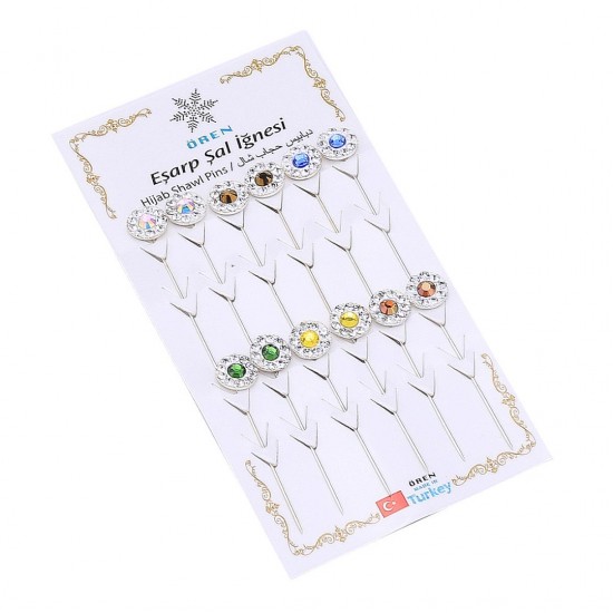 Mixed Colorful Crystal Stone Scarf Needle 12pcs Mixed Colorful Crystal Stone Scarf Needle 12pcs