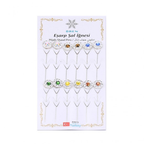 Mixed Colorful Crystal Stone Scarf Needle 12pcs Mixed Colorful Crystal Stone Scarf Needle 12pcs
