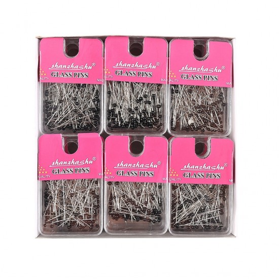 12 pack glass-headed bulk needle in black colored 2400pcs 12 pack glass-headed bulk needle in black colored 2400pcs